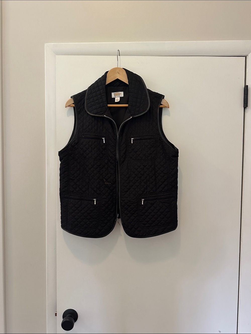 Talbots Black Quilted Zip-Up Sleeveless Vest